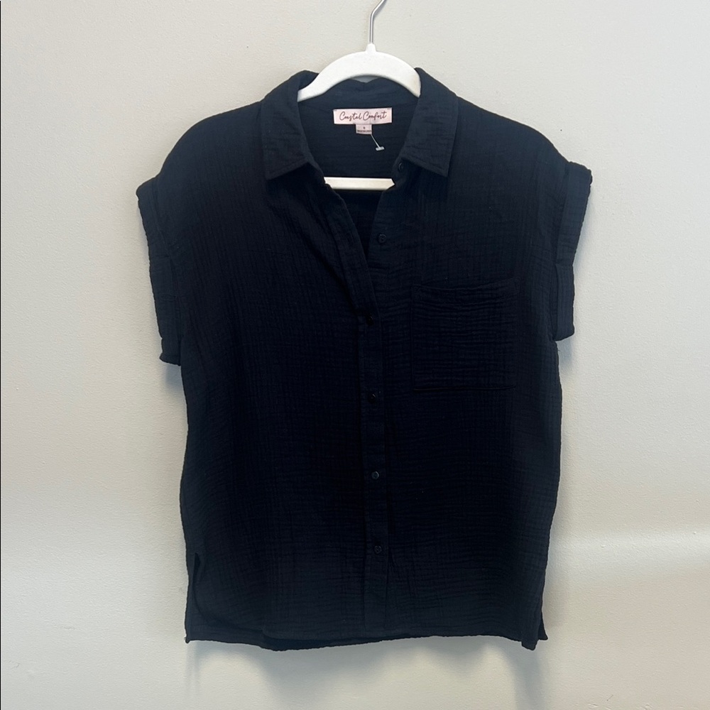 Coastal Comfort Black 100% cotton Top button down